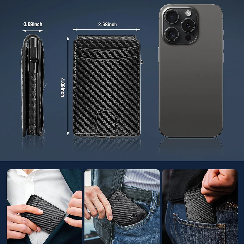 Carbonfaser RFID-blockierendes Kartenetui Karnz 1790153031