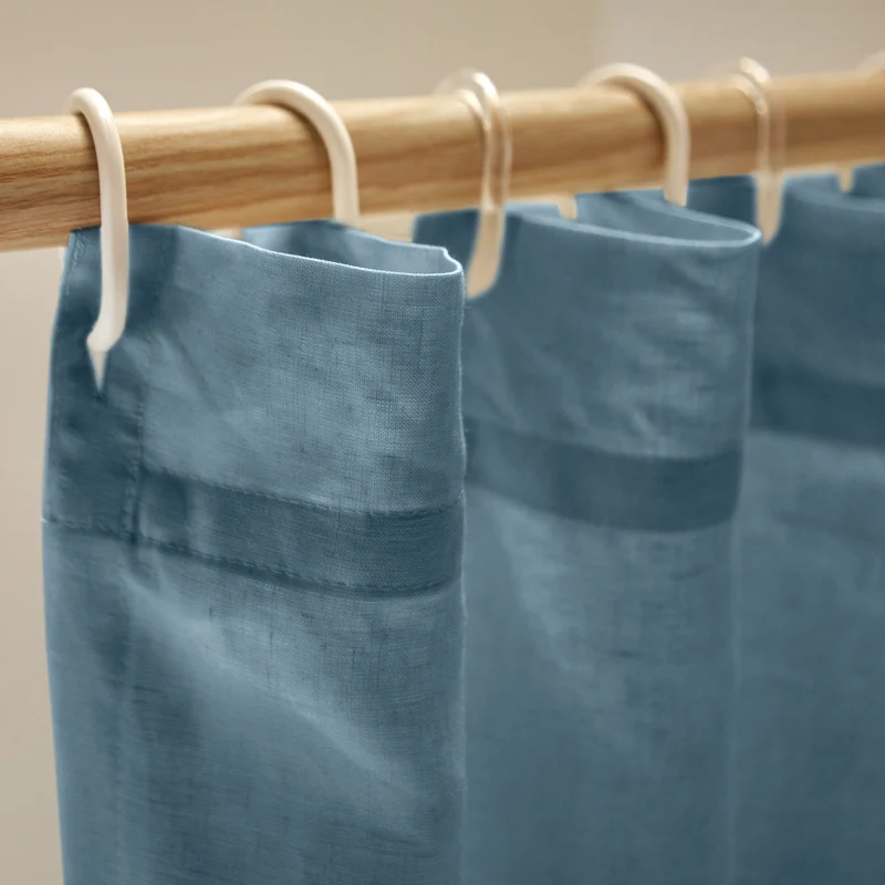 Duschvorhang aus französischem blauem Leinen