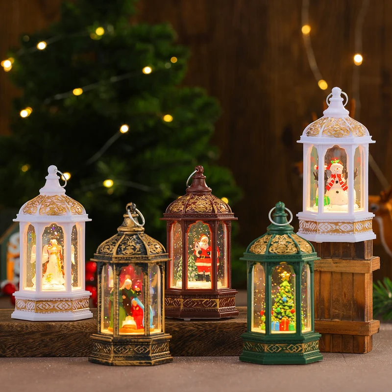 Decorative LED Lantern with Christmas Figurine Stornfield