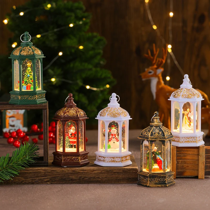Decorative LED Lantern with Christmas Figurine Stornfield