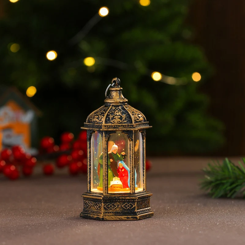 Decorative LED Lantern with Christmas Figurine Stornfield
