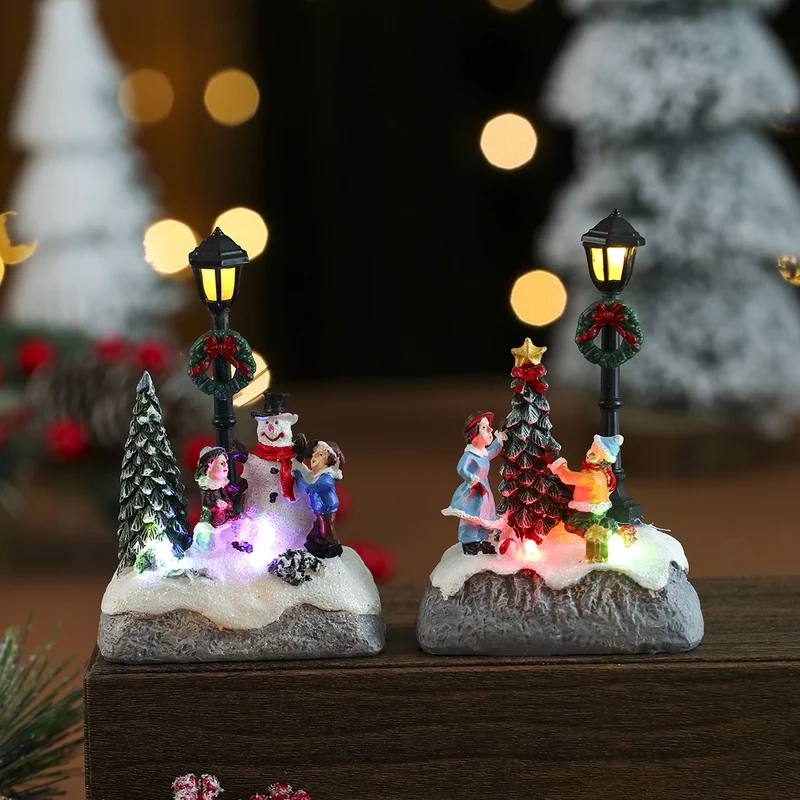 Decorative Holiday Snowman Scene Figurine Stornfield