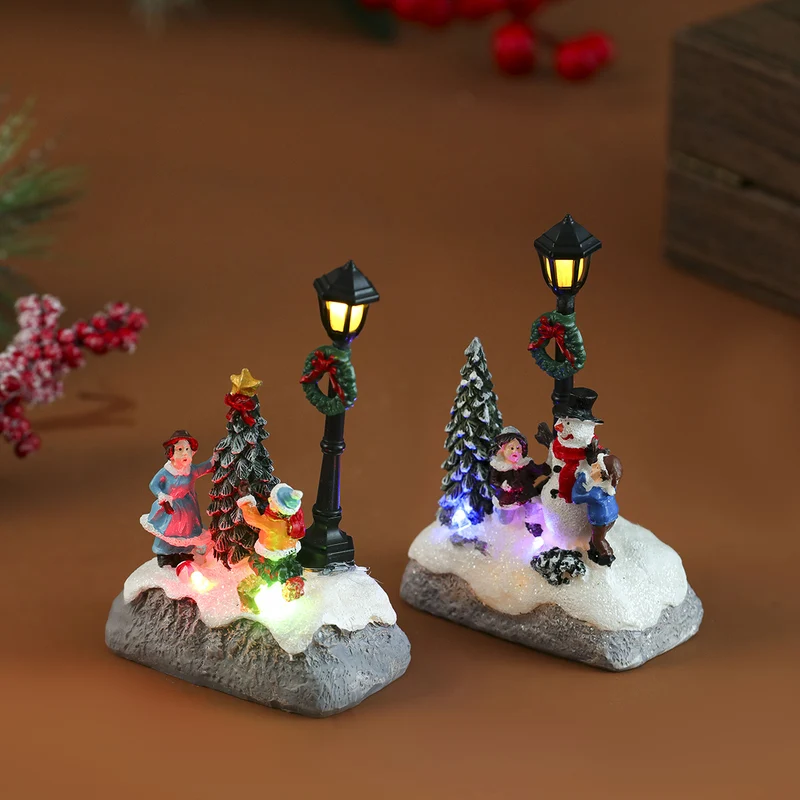 Decorative Holiday Snowman Scene Figurine Stornfield