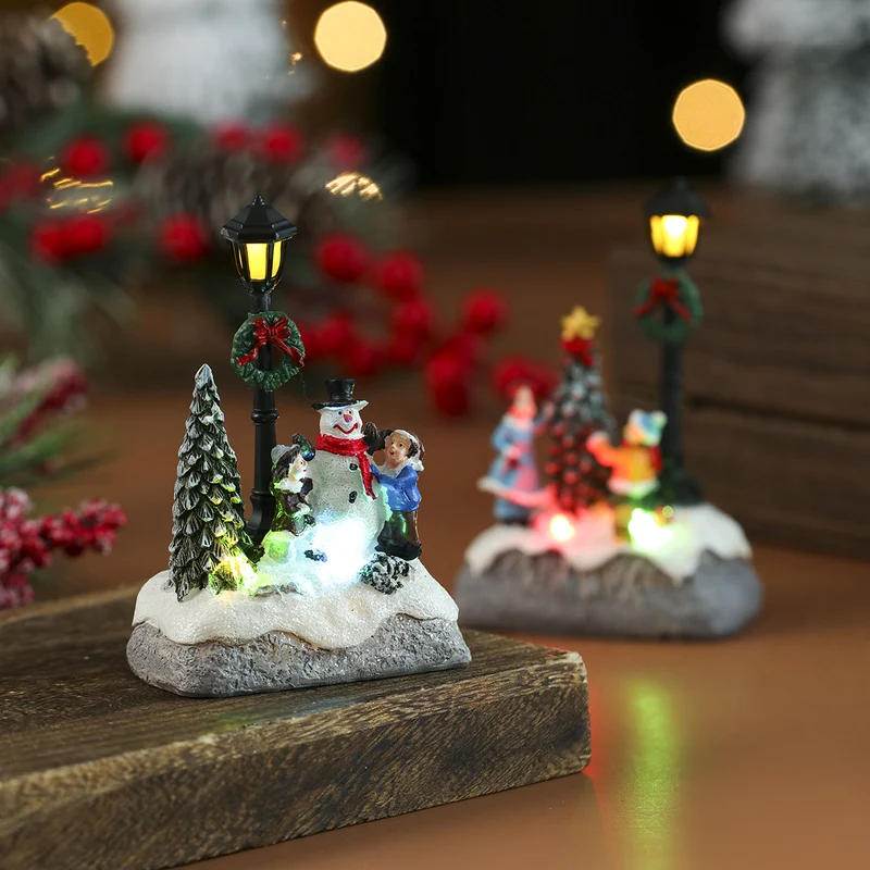 Decorative Holiday Snowman Scene Figurine Stornfield