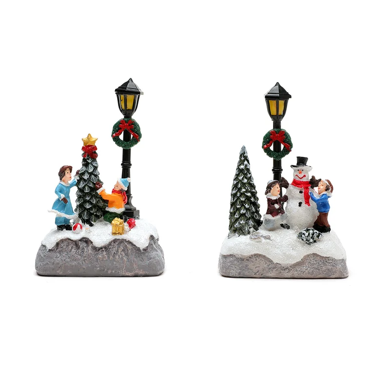 Decorative Holiday Snowman Scene Figurine Stornfield