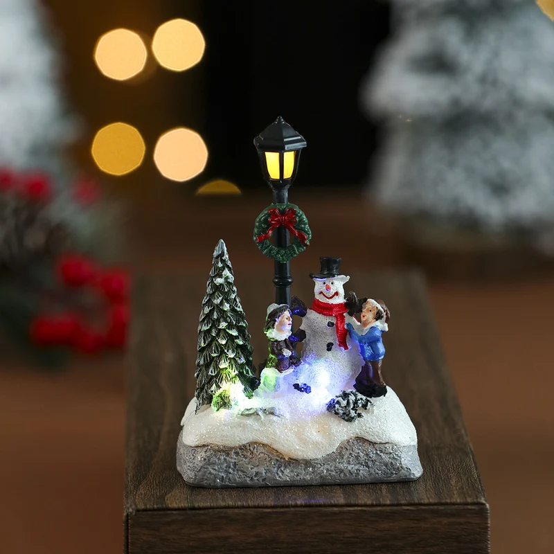 Decorative Holiday Snowman Scene Figurine Stornfield