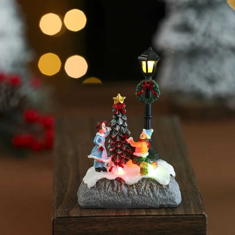 Decorative Holiday Snowman Scene Figurine Stornfield