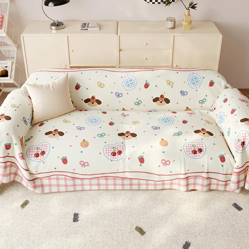 Stretch-Fit Decorative Sofa Slipcover Protector with Cute Cartoon Puppy Print