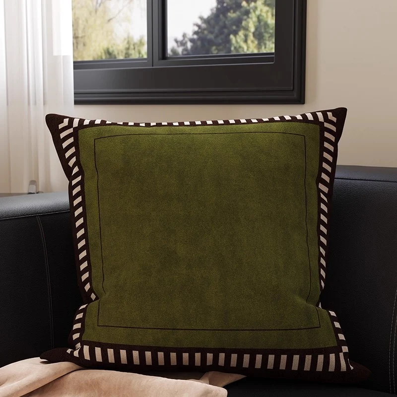 Square Velvet Accent Pillow Cover with Vintage Botanical Tapestry Print and Contrast Border