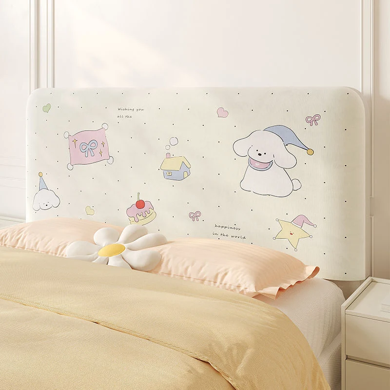Padded Decorative Upholstered Headboard Cover with Cute Patchwork Puppy and Gingham Print