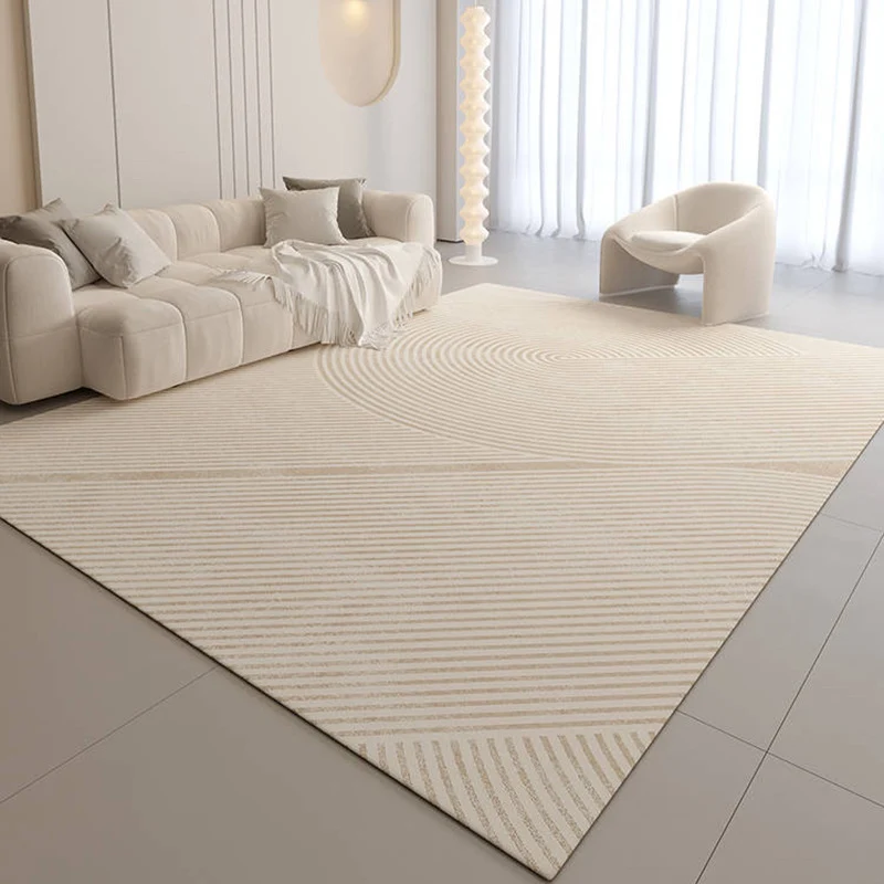 Modern Geometric Low-Pile Area Rug with Textured Stripe & Arc Pattern