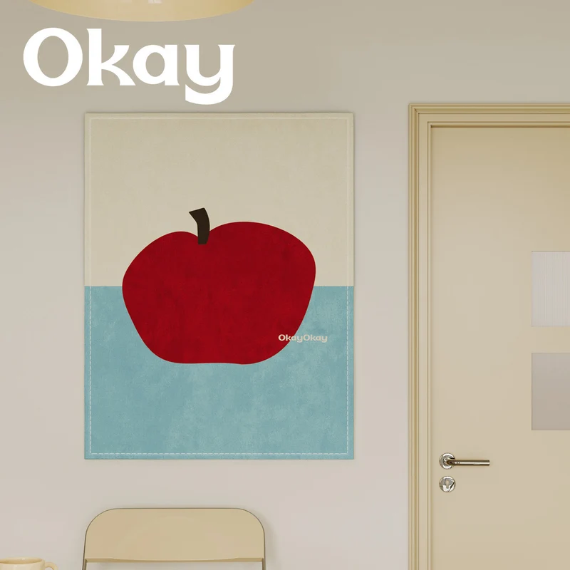 Minimalist Apple Motif Cotton Canvas Wall Tapestry