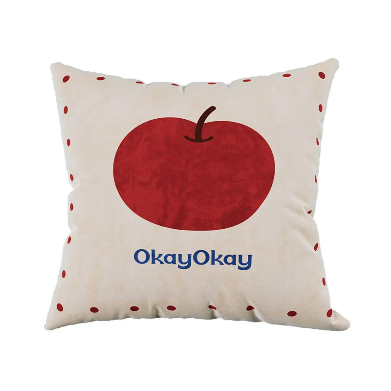 Decorative Plush Throw Pillow Cover with Retro Cherry Graphic