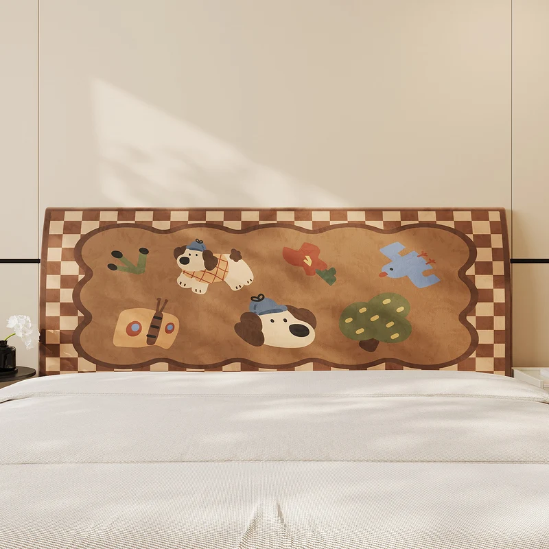 Decorative Padded Headboard Panel Cover with Playful Cartoon Cat Print