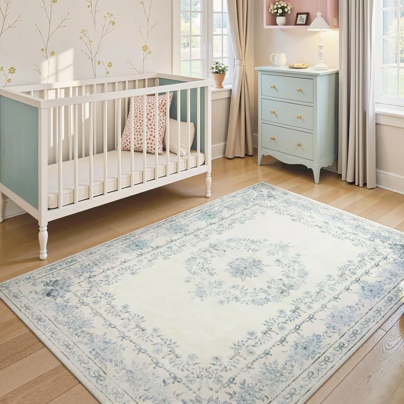 Vintage Floral Pattern Area Rug