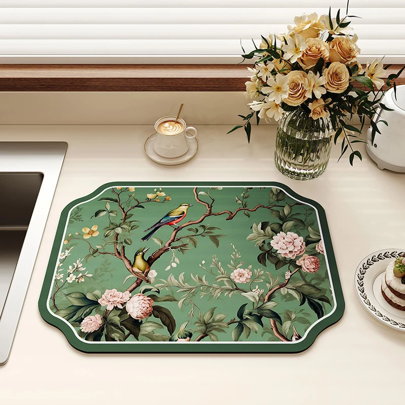 Vintage Floral Design Kitchen Mat