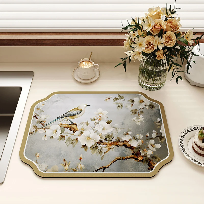 Vintage Floral Design Kitchen Mat