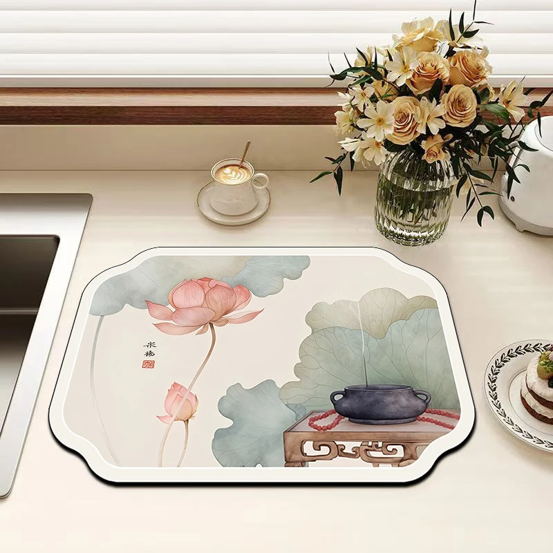 Vintage Floral Design Kitchen Mat