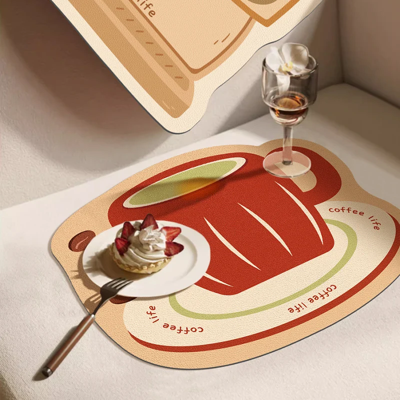 Decorative Heat-Resistant Coffee-Themed Countertop Silicone Mat with Non-Slip Backing