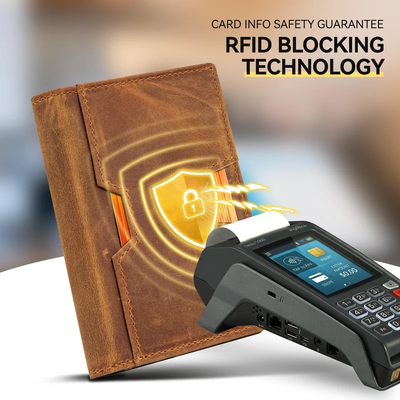 Slim RFID-Blockierender Leder-Kartenhalter Karnz
