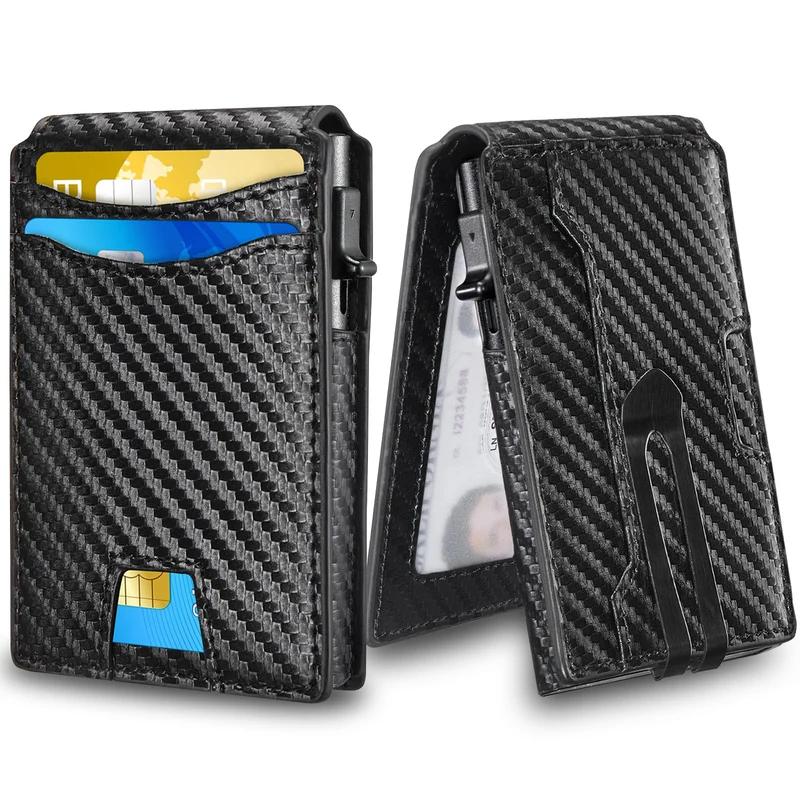Slim RFID-blockierende Carbonfaser-Kartenhalter Karnz
