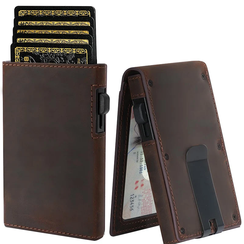 RFID-blockierende Leder-Brieftasche mit Geldclip Karnz