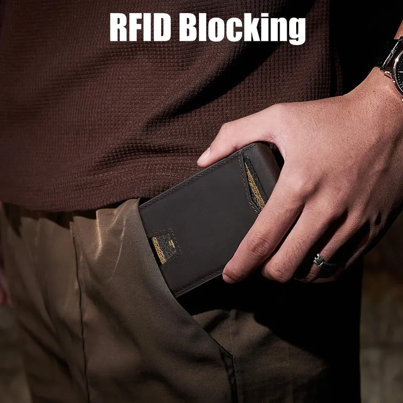 RFID-blockierende Leder-Brieftasche mit Geldclip Karnz
