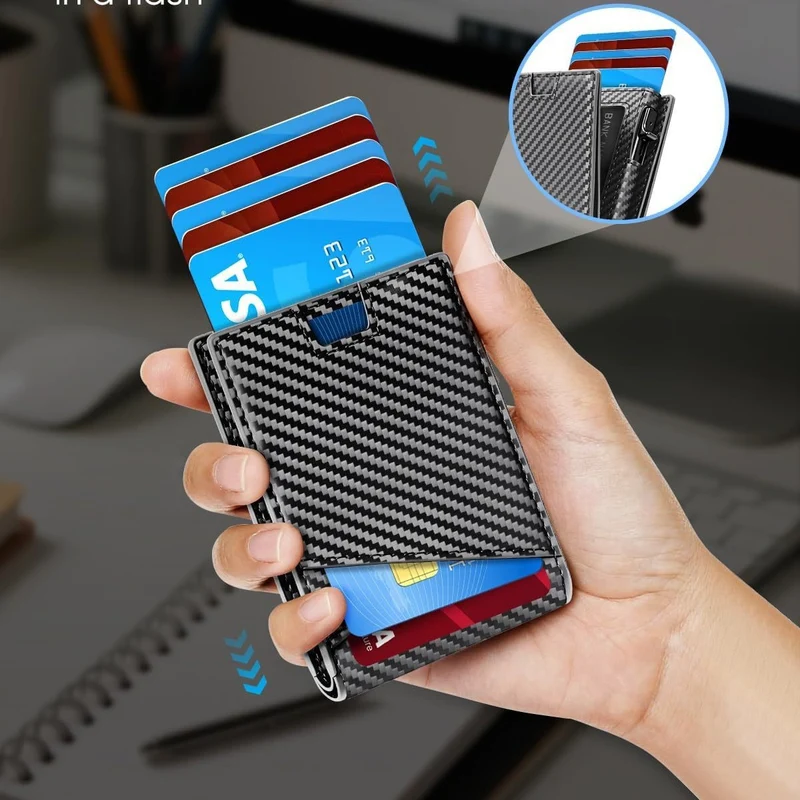 RFID-blockierende Carbonfaser Slim Wallet Karnz