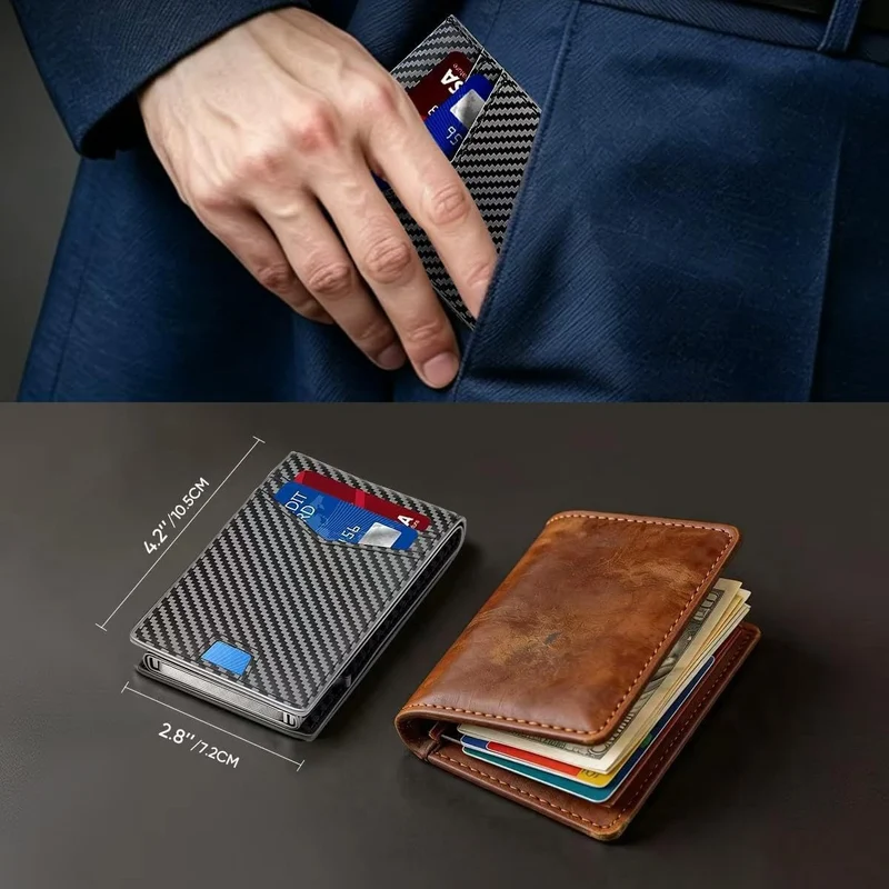 RFID-blockierende Carbonfaser Slim Wallet Karnz