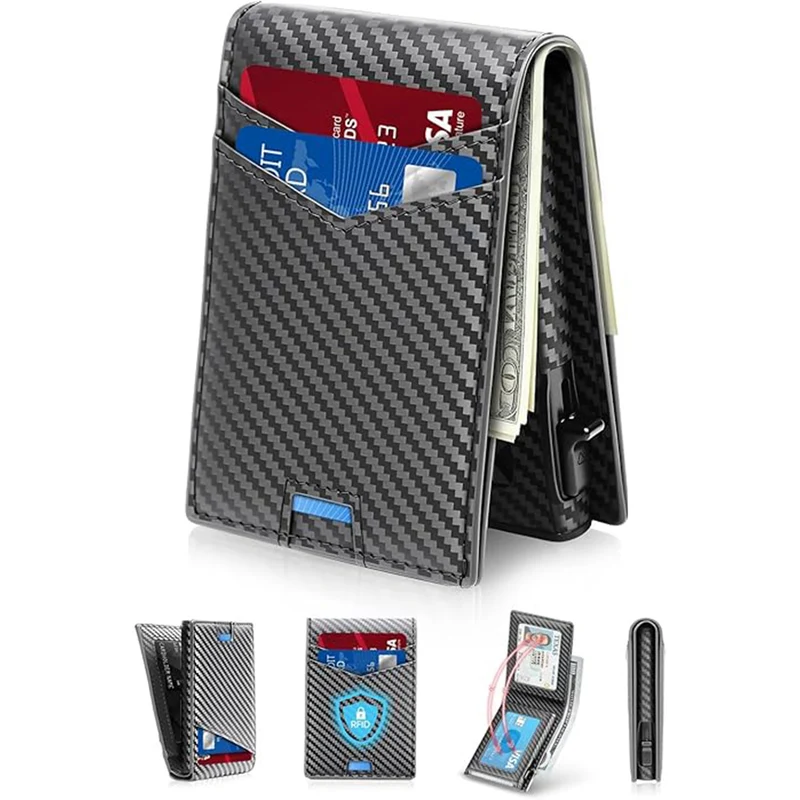RFID-blockierende Carbonfaser Slim Wallet Karnz