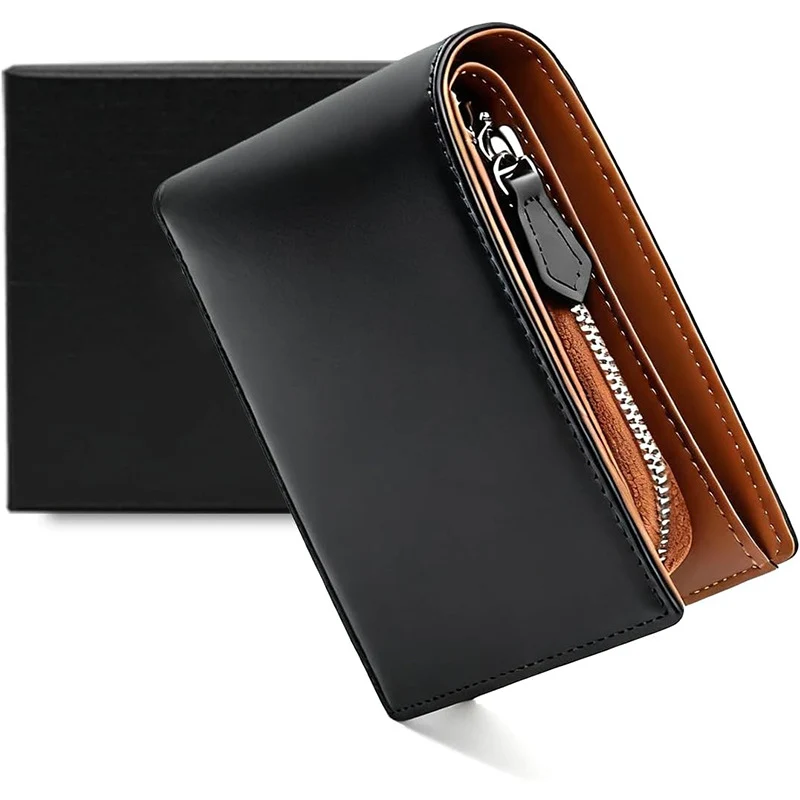 Premium-Leder-Wallet mit Reißverschluss-Münzfach Karnz