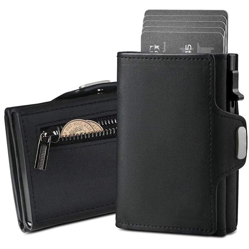 Kompakte RFID-blockierende Leder-Münztasche Karnz