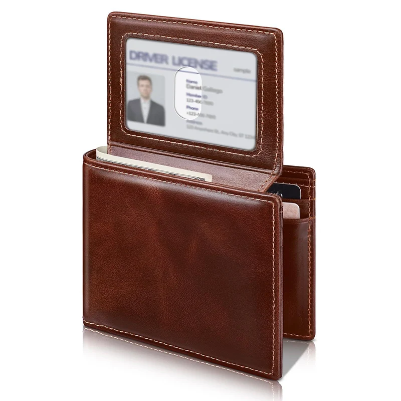 Klassische RFID-blockierende Lederbrieftasche Karnz