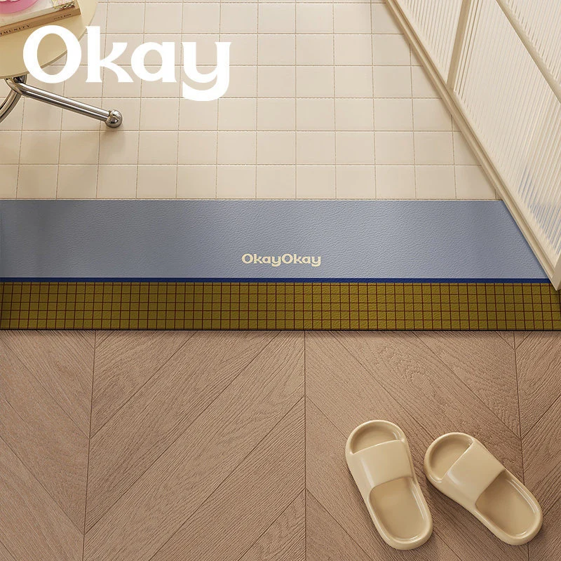 Cushioned Non-Slip Entryway Floor Mat with Faux Leather Border
