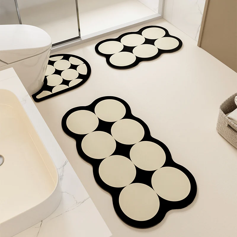 Absorbent Non-Slip Bathroom Mat with Circular Cushion Pads