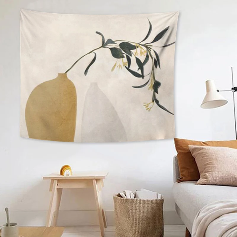Wandteppich mit abstraktem botanischem Print und leichtem Polyesterstoff Karnz