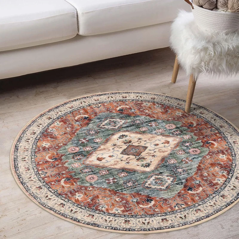 Round Vintage Pattern Area Rug