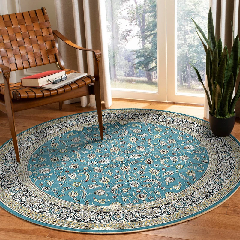 Round Floral Pattern Area Rug