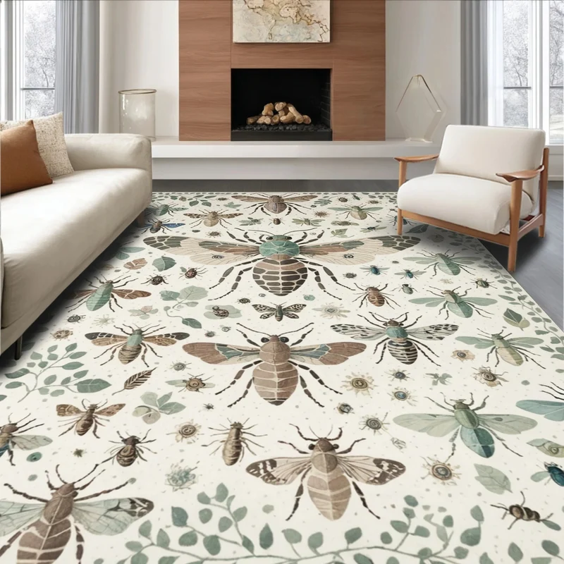 Plush Cherry-Patterned Area Rug