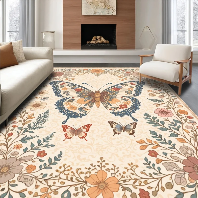 Plush Cherry-Patterned Area Rug