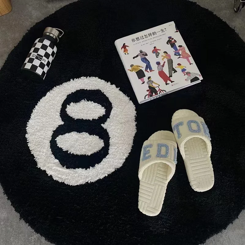 Playful Round Pool-Themed Rug