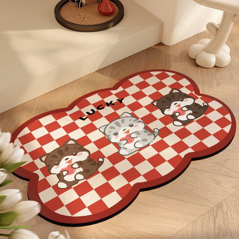 Playful Cat-Themed Bath Mat