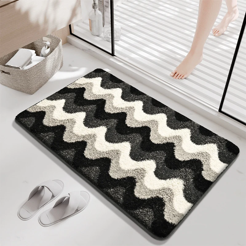 Modern Wave-Pattern Bath Mat