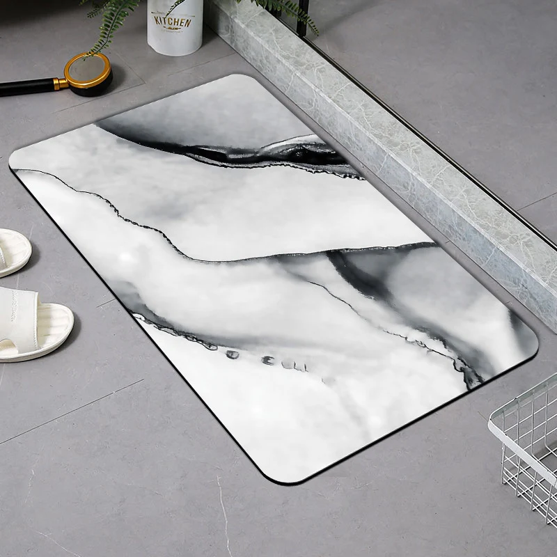 Luxurious Marble Print Bath Mat