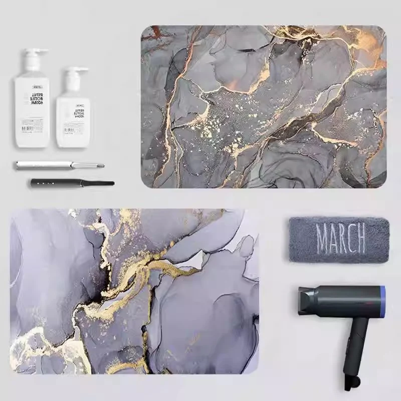 Luxurious Marble-Design Bath Mat
