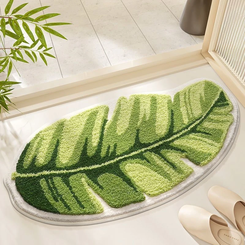 Leaf-Shaped Plush Bath Mat 1789754064