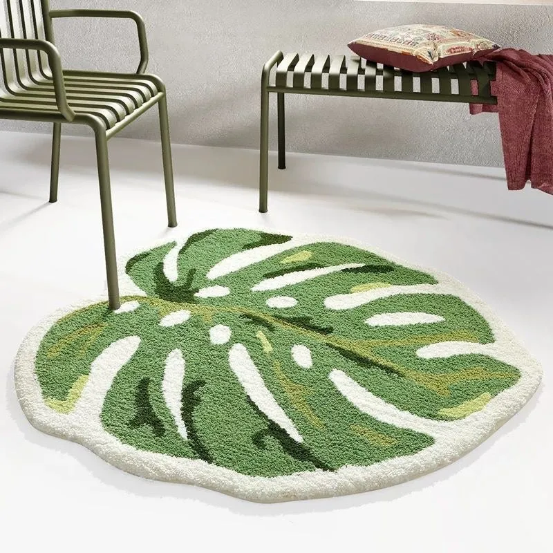 Leaf-Shaped Plush Bath Mat 1789754064