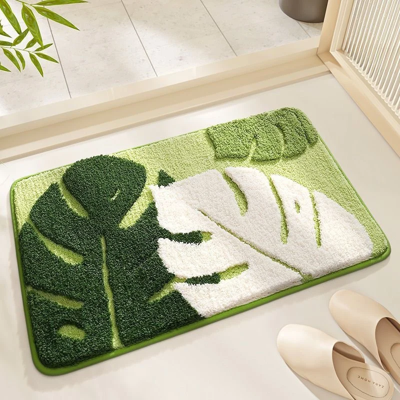 Leaf-Shaped Plush Bath Mat 1789754064
