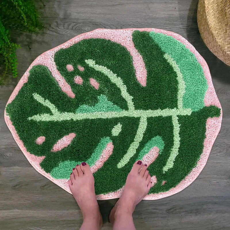 Leaf-Shaped Plush Bath Mat 1789754064