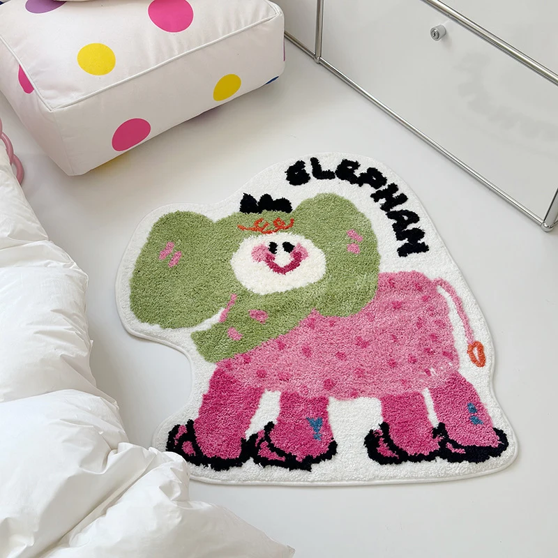 Elephant-Themed Plush Area Mat